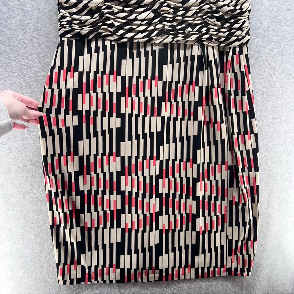 Taylor Black, White, and Pink Patterned Midi Dress - Picture 2 of 5